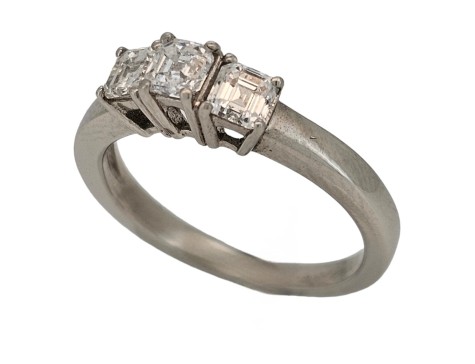 Diamond Three Stone Trilogy Ring Asscher Cut Platinum Gia Certified D Colour Vs1 Clarity 1.01ct 