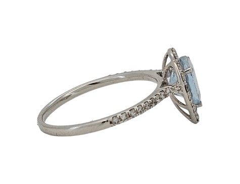 Aquamarine & Diamond Cluster Ring 18ct White Gold Pear Tear Drop Cut 1.00ct