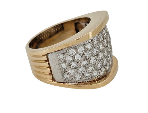 Diamond Vintage Pave Set Cluster Wide Band Statement Dress Ring 14ct Yellow Gold 2.20ct American 