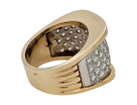 Diamond Vintage Pave Set Cluster Wide Band Statement Dress Ring 14ct Yellow Gold 2.20ct American 