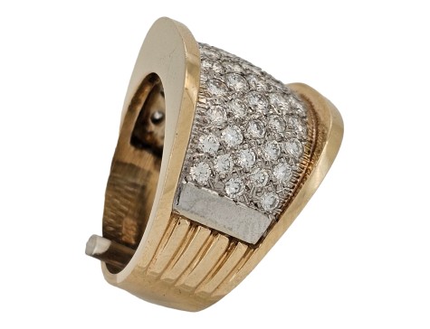 Diamond Vintage Pave Set Cluster Wide Band Statement Dress Ring 14ct Yellow Gold 2.20ct American 