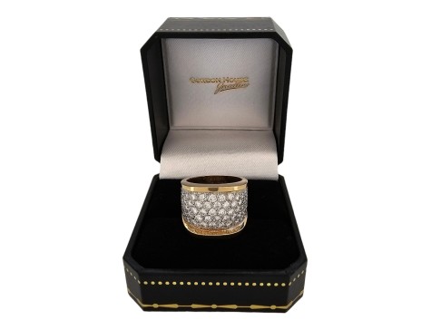 Diamond Vintage Pave Set Cluster Wide Band Statement Dress Ring 14ct Yellow Gold 2.20ct American 
