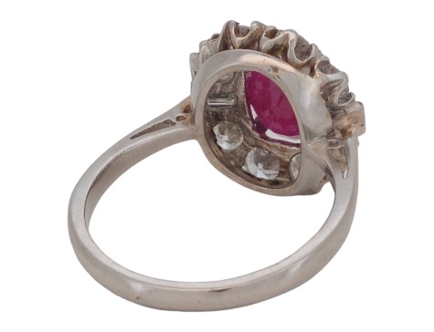 Ruby & Diamond Vintage Platinum Cluster Ring 1.50ct 2.00ct Ruby