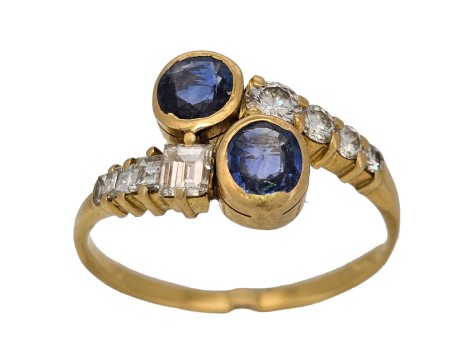 Sapphire & Diamond Vintage Twist Ring 18ct Yellow Gold 