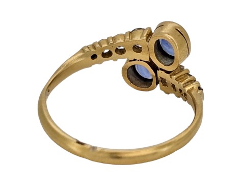 Sapphire & Diamond Vintage Twist Ring 18ct Yellow Gold 