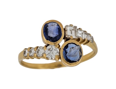 Sapphire & Diamond Vintage Twist Ring 18ct Yellow Gold 