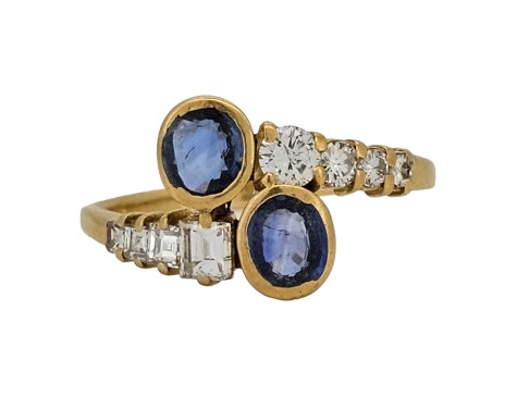 Sapphire & Diamond Vintage Twist Ring 18ct Yellow Gold 
