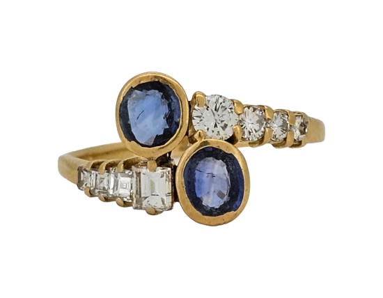 Sapphire & Diamond Vintage Twist Ring 18ct Yellow Gold 