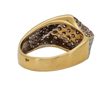 Cognac & White Diamond Swirl Dress Pave Set Ring 18ct Gold 1.00ct 