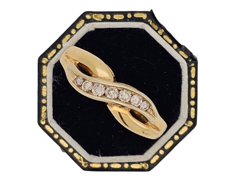 Cognac Champagne Diamond Seven Stone Twist Ring 18ct Yellow Gold 