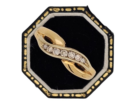 Cognac Champagne Diamond Seven Stone Twist Ring 18ct Yellow Gold 