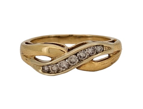 Cognac Champagne Diamond Seven Stone Twist Ring 18ct Yellow Gold 