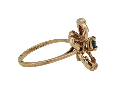 Unique Emerald Set Handmade Swirl Dress Ring 14kt Gold