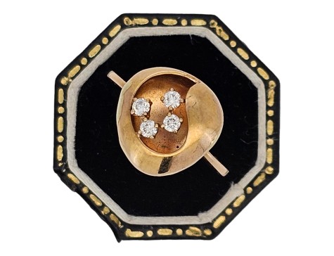 Diamond Set Unusual 18ct Gold Dress Ring Handmade 