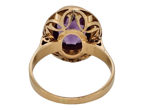 Vintage Purple Synthetic Spinel Filigree Dress Ring 18ct Gold 