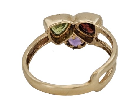 Garnet Amethyst Peridot Mackintosh Inspired Dress Ring 9ct Gold Multi-Gem 