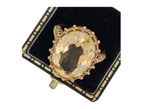 Substantial Citrine Dress Statement Cocktail Ring Vintage 9ct Gold