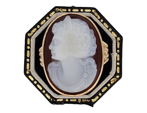 Hand Carved Cameo Dress Ring 9ct Gold Vintage 