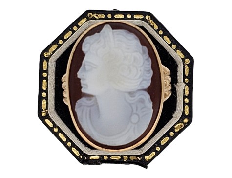 Hand Carved Cameo Dress Ring 9ct Gold Vintage 