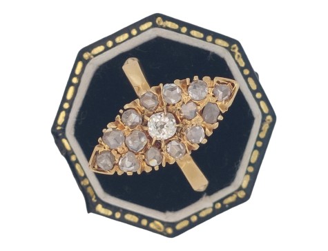 Diamond Cluster Ring Antique 1.00ct lozenge Old Cut Diamonds 