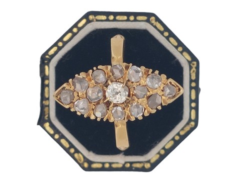 Diamond Cluster Ring Antique 1.00ct lozenge Old Cut Diamonds 