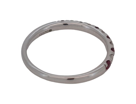 Ruby & Diamond 18ct White Gold Eternity Band Stacking Ring 