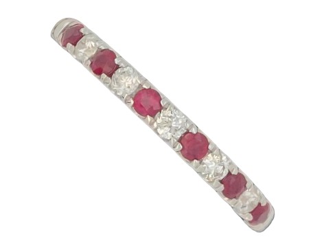 Ruby & Diamond 18ct White Gold Eternity Band Stacking Ring 