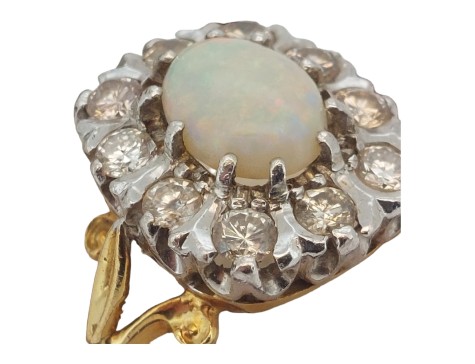 Opal & Diamond 18ct Yellow Gold Vintage Cluster Ring 1.00ct Diamond  Australian Opal