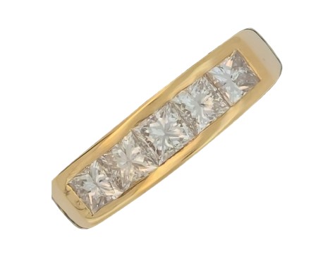 Diamond Channel Set Eternity Ring 1.60ct G Colour Si Clarity 18ct Yellow Gold Princess Cut Five Stone