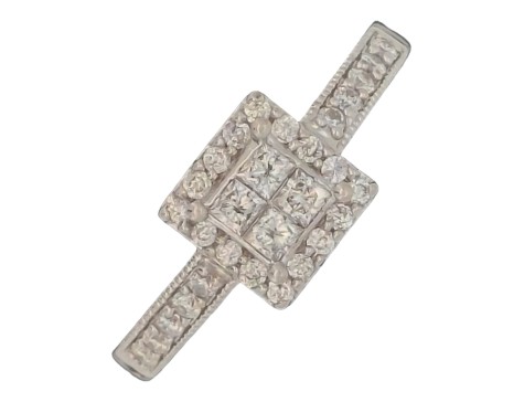 Diamond Cluster Ring 0.38ct G/Si Square Head 18ct White Gold