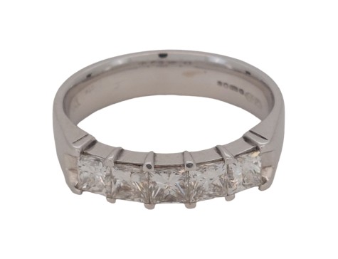 Diamond Five Stone Princess Cut Eternity Band Ring 1.1ct F-G Colour Vs- si Clarity 18ct White Gold