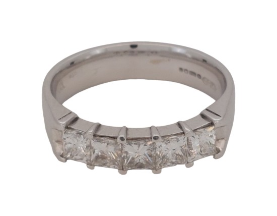 Diamond Five Stone Princess Cut Eternity Band Ring 1.1ct F-G Colour Vs- si Clarity 18ct White Gold