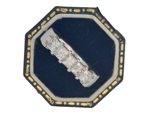 Diamond Five Stone Princess Cut Eternity Band Ring 1.1ct F-G Colour Vs- si Clarity 18ct White Gold