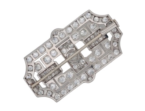 Period Art Deco 1920's French Platinum 5ct Diamond Brooch Antique 