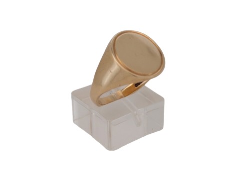 Gents Plain Gold Oval Signet Ring 9ct Yellow Gold