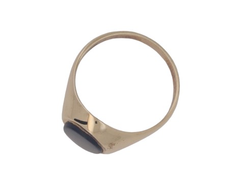 Gents Onyx Set Oval Signet Ring 9ct Yellow Gold