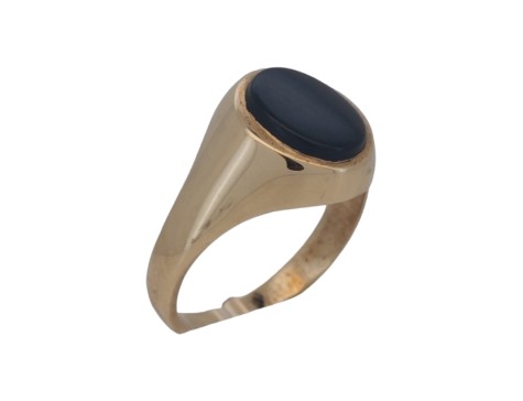 Gents Onyx Set Oval Signet Ring 9ct Yellow Gold