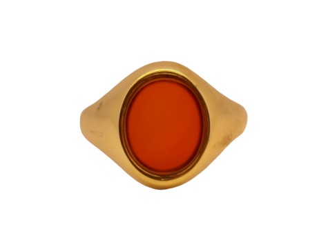 Gents Oval Carnelian Signet Ring 9ct Yellow Gold