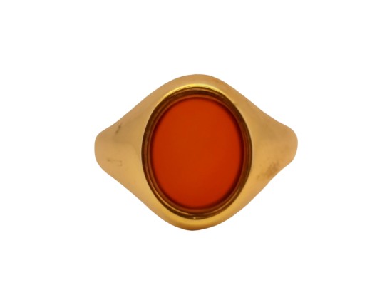 Gents Oval Carnelian Signet Ring 9ct Yellow Gold