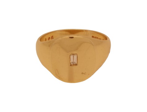 Gents Diamond Set Signet Ring 9ct Yellow Gold