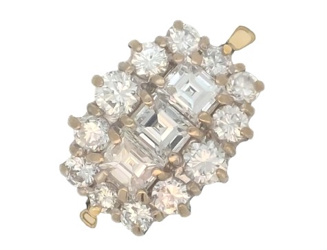 Fine Quality Asscher & Brilliant Cut Diamond Cluster Two Carat