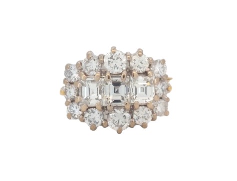 Fine Quality Asscher & Brilliant Cut Diamond Cluster Two Carat