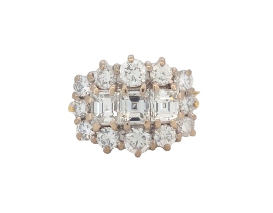 Fine Quality Asscher & Brilliant Cut Diamond Cluster Two Carat