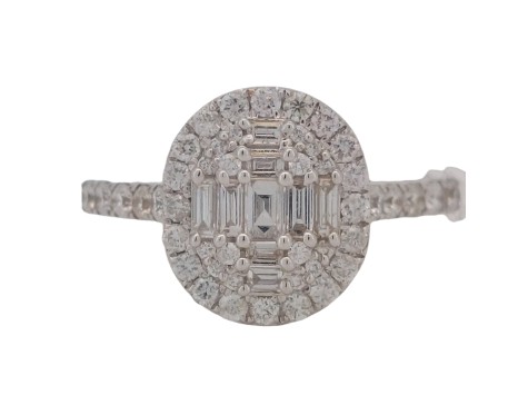 Diamond Cluster Ring 18ct White Gold 0.82ct 