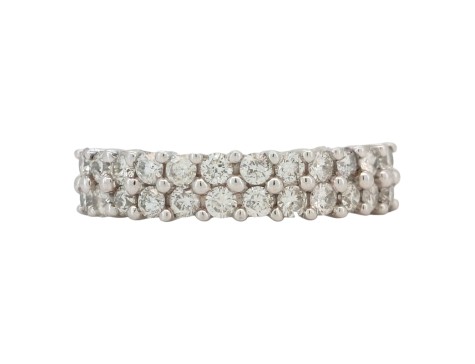 Double Row Diamond Band Eternity Ring 14kt White Gold 1.00ct