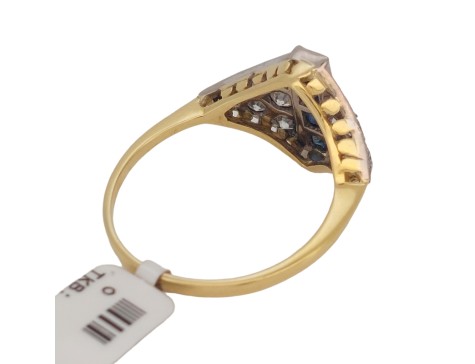 Diamond & Sapphire 18ct Yellow Gold Geometric Art Deco Dress Ring