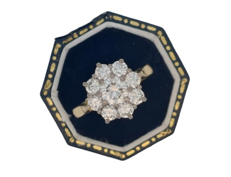 Superb Vintage Diamond Cluster Ring F-G Colour VS Clarity 1.50ct