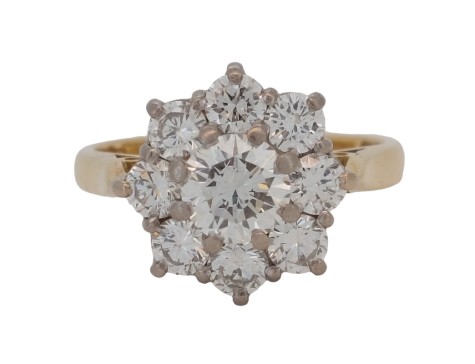 Superb Vintage Diamond Cluster Ring F-G Colour VS Clarity 1.50ct