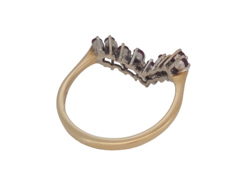 Vintage Ruby & Diamond Wishbone Ring 18ct Gold H W Tankel Glasgow 
