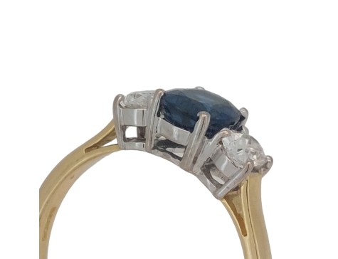 Fine Quality Sapphire & Diamond Three Stone Trilogy Ring Fred Ullmann London